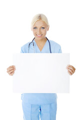 Message from Nurse on an Empty White Banner