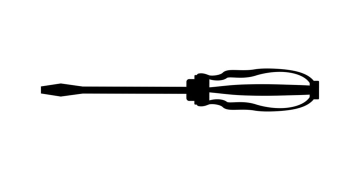 Screw driver vector isolated. Slotted flat edge screwdriver. 