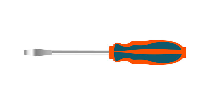 Screw driver vector isolated. Slotted flat edge screwdriver. 