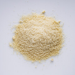almond flour on a white acrylic background