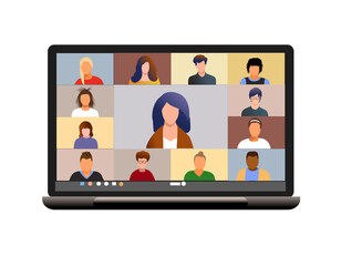  Online Conference or class  during Coronavirus COVID-19 Pandemic. Conference video call, remote project management, quarantine, chat with friends. Emergency shcool, college test or course