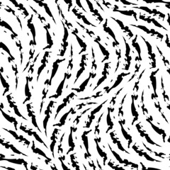 Stock seamless black and white vector zebra skin pattern.Abstract torn stripes black seamless texture.