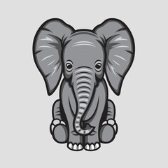 Cute Elephant Baby Cartoon Illustration