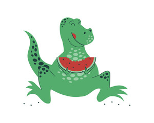 T-Rex Dinosaur Eating Watermelon