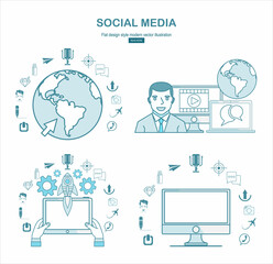 Social media. Flat design modern vector illustration concept.