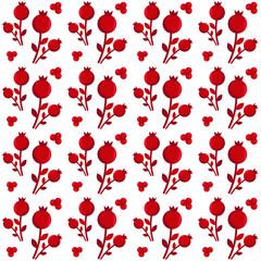 Floral ornament of red berries on a white background