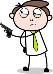 cartoon scientist holding a gun