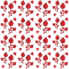 Floral ornament of red berries on a white background