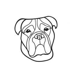 line, art, drawing, dog, pet, animal, head, vector, illustration, simple, white, back, boxer