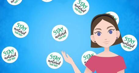 Image of woman talking over stay natural texts