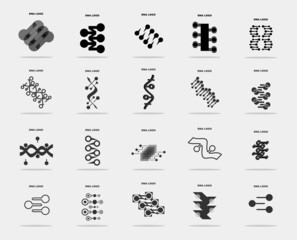 Abstract DNA strand symbol.Set vector illustration