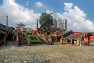 Fototapeta premium Foshan city, China. Nanfeng Ancient Kiln Cultural and Creative Zone, Shiwan Town. Being the oldest kiln of China, the history of the kiln can be traced back to the Ming Dynasty (1368-1644). 