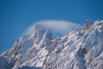 Fototapeta na wymiar Winter scenery in the Julian Alps