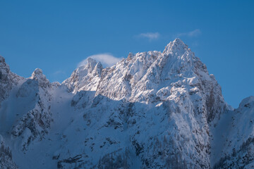 Fototapeta na wymiar Winter scenery in the Julian Alps