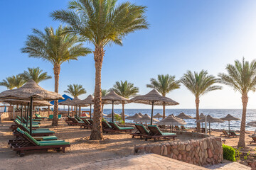 Fototapeta na wymiar Beach view in Sharm El Sheikh. Egypt.