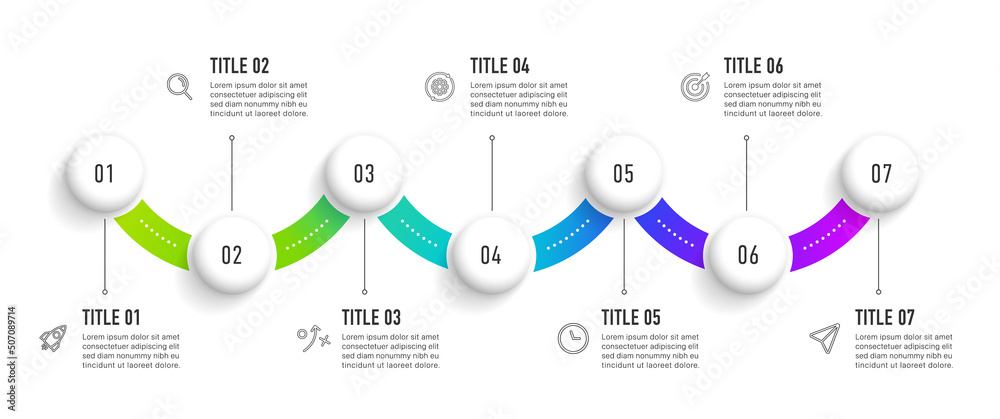 Poster timeline infographic design with 7 options or steps. infographics for business concept. can be used 