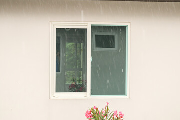 Modern window frame outside the house