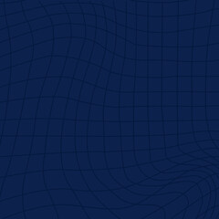 Obraz premium Dark Blue color Grid curved background. Mesh of distorted dynamic curved lines. Abstract geometric pattern.Wave monochrome texture. Rippled surface.