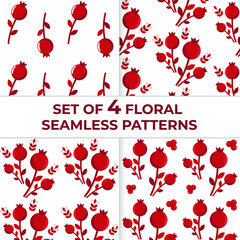 Set of 4 floral seamless pattern