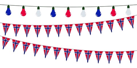 3D Garlands of Norway on a white background 