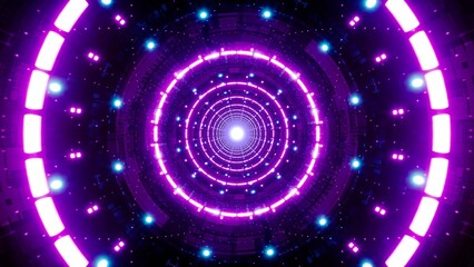 Shining Dashed Circle Light in the Multiple Lamps Technology Pattern Neon Tunnel