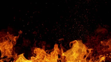 Super slow motion of fire blast isolated on black background. Filmed on high speed cinema camera, 1000 fps. - Powered by Adobe