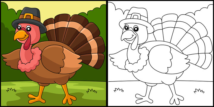 Thanksgiving Turkey Pilgrim Hat Illustration