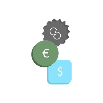 Currency exchange: dollar euro color vector illustration. Business, money concept. Flat picture isolated on white for: banner, infographic, logo, mobile, app, design, web, ui, ux. Vector EPS 10