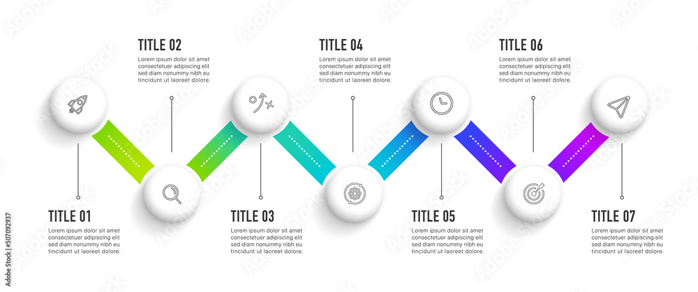 Poster timeline infographic design with 7 options or steps. infographics for business concept. can be used 