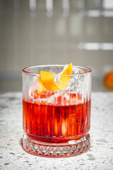 bright colored alcoholic cocktail on a bar background