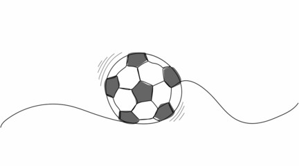 Continuous one line drawing of Soccer ball. Sport concept. Vector illustration in minimalist style