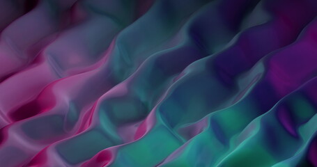 Image of multiple 3d multi coloured liquid shapes waving and flowing smoothly 