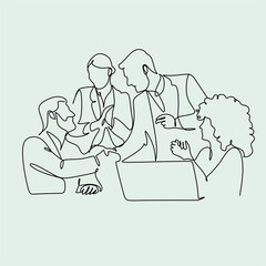 Line art illustration of business and marketing. Social media.