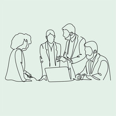 Line art illustration of business and marketing. Social media.