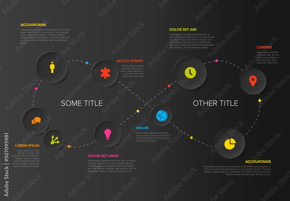 Poster multipurpose dark infographic template with elements on an endless loop