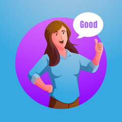 a woman get the satisfaction of giving thumbs up
