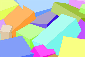 squares and rectangles of different shapes intersecting each other, isometric background