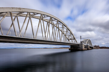 Fototapeta na wymiar Aggersund Bridge in northern Jutland - Denmark, crossing Limfjorden