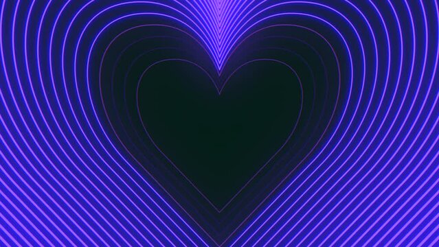 Neon purple hearts in disco style, motion abstract corporate, business and club style background