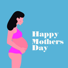 Portrait of beautiful young pregnant woman. Concept of pregnancy and motherhood. Flat vector illustration.