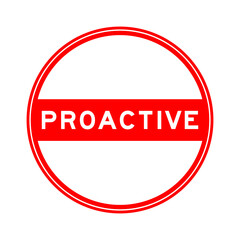 Red color round seal sticker in word proactive on white background