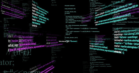 Image of data processing on black background