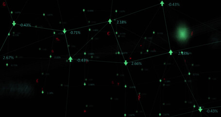 Image of data processing and arrows on black background