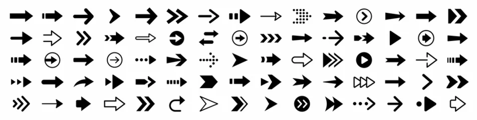 Tuinposter Arrow icon set. Arrow. Cursor. Collection different arrows sign. Black vector arrows icons. Modern simple arrows. Vector illustration. © vectorsanta