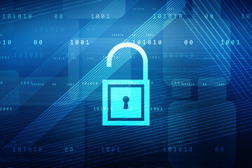 2d illustration Safety concept: Closed Padlock on digital background