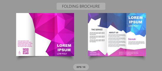 Low poly tri fold brochure. Trend design.