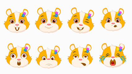 kawaii emotions on a funny hamster face