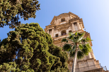 Obraz premium details of the exterior facade of the cathedral of Malaga