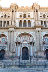 Fototapeta na wymiar details of the exterior facade of the cathedral of Malaga