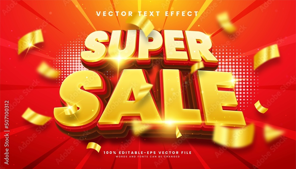 Wall mural super sale 3d editable text effect, suitable for promotion product.